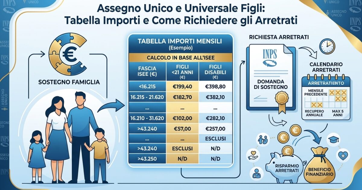 Assegno Unico e Universale Figli: Tabella Importi e Come Richiedere gli Arretrati